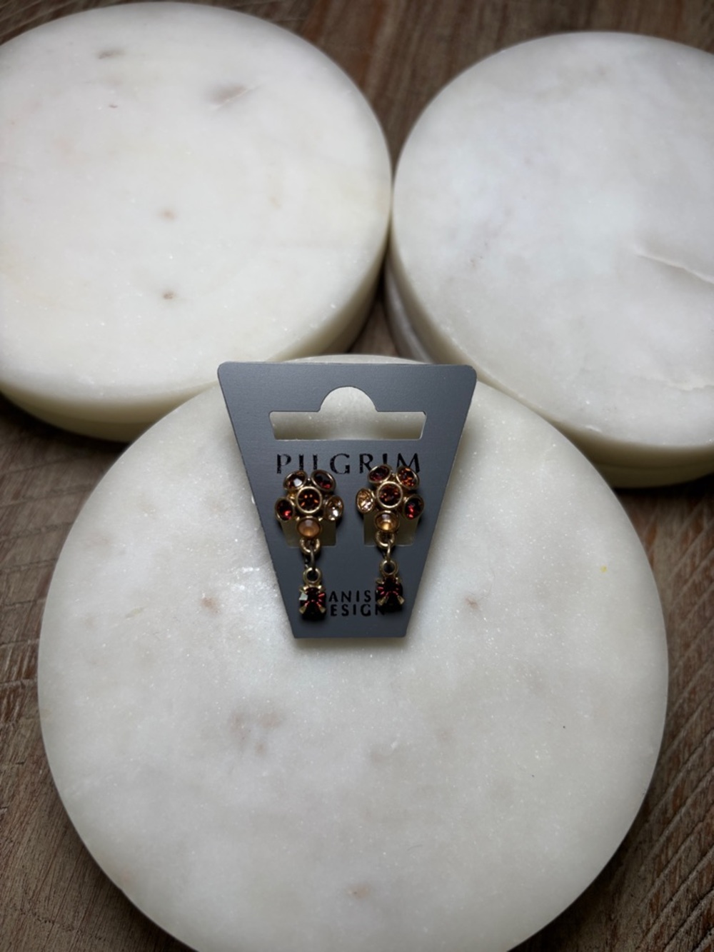 192 Pilgrim Gold-Tone Earrings with Red and Amber Crystals